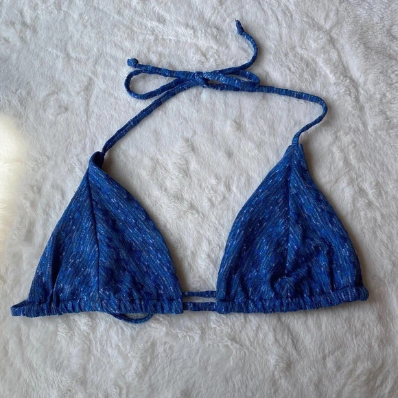 NWOT! Becca Women's Swim Textured Triangle Bikini Top Size S Blue 19894 - Picture 2 of 9